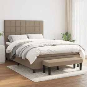 Box spring bed with taupe gray fabric mattress 140x200 cm by vidaXL, Beds and slatted bases - Ref: Foro24-3136601, Price: 561...