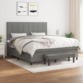 Cama box spring con colchón tela gris oscuro 160x200 cm de vidaXL, Camas y somieres - Ref: Foro24-3136606, Precio: 618,71 €, ...
