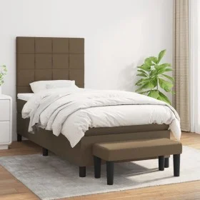 Boxspringbett mit dunkelbrauner Stoffmatratze 90x200 cm von vidaXL, Betten und Lattenroste - Ref: Foro24-3136568, Preis: 360,...