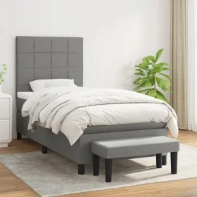 Box spring bed with dark gray fabric mattress 100x200 cm by vidaXL, Beds and slatted bases - Ref: Foro24-3136574, Price: 386,...
