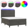 Cama box spring colchón y LED terciopelo gris oscuro 140x200 cm de vidaXL, Camas y somieres - Ref: Foro24-3136306, Precio: 51...