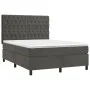 Box spring bed with mattress and LED dark gray velvet 140x200 cm by vidaXL, Beds and slatted bases - Ref: Foro24-3136306, Pri...