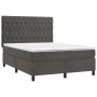 Cama box spring colchón y LED terciopelo gris oscuro 140x200 cm de vidaXL, Camas y somieres - Ref: Foro24-3136306, Precio: 51...