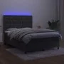 Box spring bed with mattress and LED dark gray velvet 140x200 cm by vidaXL, Beds and slatted bases - Ref: Foro24-3136306, Pri...