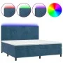 Box spring bed with mattress and LED dark blue velvet 200x200 cm by vidaXL, Beds and slatted bases - Ref: Foro24-3136027, Pri...