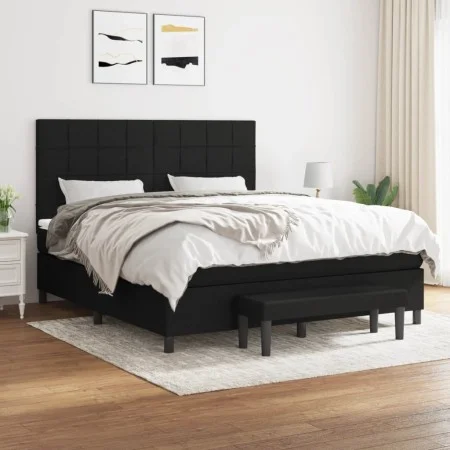 Box spring bed with black fabric mattress 180x200 cm by vidaXL, Beds and slatted bases - Ref: Foro24-3136615, Price: 642,72 €...