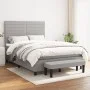 Box spring bed with light gray fabric mattress 140x190 cm by vidaXL, Beds and slatted bases - Ref: Foro24-3136669, Price: 548...
