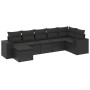 Set de comedor de jardín 7 pzas y cojines ratán sintético negro
