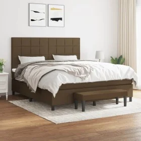 Box spring bed with dark brown fabric mattress 180x200 cm by vidaXL, Beds and slatted bases - Ref: Foro24-3136616, Price: 643...