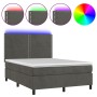 Cama box spring colchón y LED terciopelo gris oscuro 140x190 cm de vidaXL, Camas y somieres - Ref: Foro24-3136060, Precio: 48...