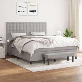 Box spring bed with light gray fabric mattress 180x200 cm by vidaXL, Beds and slatted bases - Ref: Foro24-3136933, Price: 640...