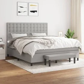 Box spring bed with light gray fabric mattress 180x200 cm by vidaXL, Beds and slatted bases - Ref: Foro24-3136933, Price: 627...