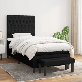 Box spring bed with black fabric mattress 90x200 cm by vidaXL, Beds and slatted bases - Ref: Foro24-3136807, Price: 374,62 €,...
