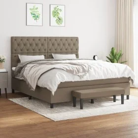 Box spring bed with taupe gray fabric mattress 160x200 cm by vidaXL, Beds and slatted bases - Ref: Foro24-3136849, Price: 671...
