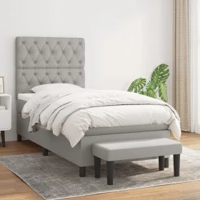 Box spring bed with light gray fabric mattress 80x200 cm by vidaXL, Beds and slatted bases - Ref: Foro24-3136789, Price: 343,...