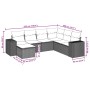 Set de comedor de jardín 7 pzas y cojines ratán sintético negro