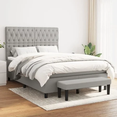 Box spring bed with light gray fabric mattress 140x200 cm by vidaXL, Beds and slatted bases - Ref: Foro24-3136837, Price: 512...