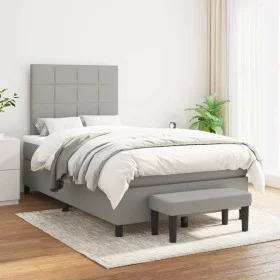 Box spring bed with light gray fabric mattress 120x200 cm by vidaXL, Beds and slatted bases - Ref: Foro24-3136581, Price: 430...