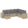 Set sofás de jardín 7 piezas y cojines ratán sintético beige