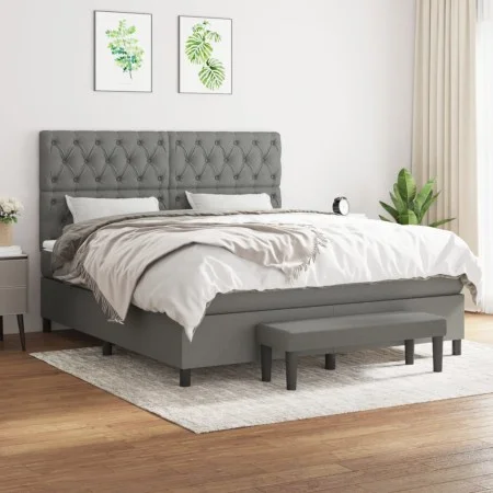 Box spring bed with dark gray fabric mattress 160x200 cm by vidaXL, Beds and slatted bases - Ref: Foro24-3136846, Price: 630,...
