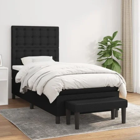 Box spring bed with black fabric mattress 90x190 cm by vidaXL, Beds and slatted bases - Ref: Foro24-3136879, Price: 344,57 €,...