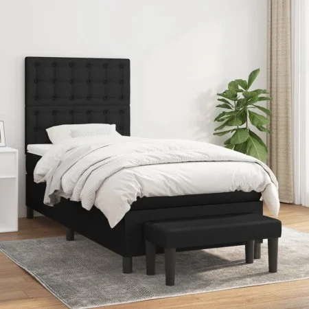 Box spring bed with black fabric mattress 90x200 cm by vidaXL, Beds and slatted bases - Ref: Foro24-3136887, Price: 369,38 €,...