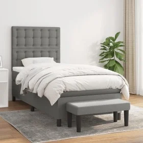 Box spring bed with dark gray fabric mattress 90x190 cm by vidaXL, Beds and slatted bases - Ref: Foro24-3136878, Price: 362,9...