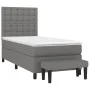 Box spring bed with dark gray fabric mattress 90x190 cm by vidaXL, Beds and slatted bases - Ref: Foro24-3136878, Price: 362,9...