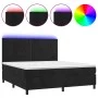 Box spring bed with mattress and LED black velvet 160x200 cm by vidaXL, Beds and slatted bases - Ref: Foro24-3136253, Price: ...