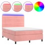 Boxspringbett mit Matratze und LED-Rosa-Samt 140x190 cm von vidaXL, Betten und Lattenroste - Ref: Foro24-3136184, Preis: 489,...