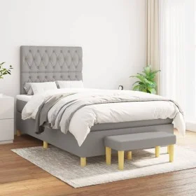 Box spring bed with light gray fabric mattress 120x200 cm by vidaXL, Beds and slatted bases - Ref: Foro24-3137381, Price: 444...