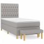 Box spring bed with light gray fabric mattress 90x200 cm by vidaXL, Beds and slatted bases - Ref: Foro24-3137365, Price: 374,...