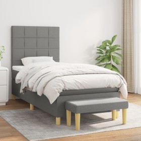 Cama box spring con colchón tela gris oscuro 80x200 cm de vidaXL, Camas y somieres - Ref: Foro24-3137110, Precio: 352,91 €, D...