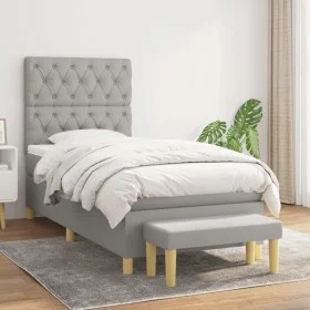 Box spring bed with light gray fabric mattress 80x200 cm by vidaXL, Beds and slatted bases - Ref: Foro24-3137349, Price: 350,...