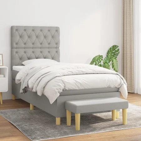 Box spring bed with light gray fabric mattress 80x200 cm by vidaXL, Beds and slatted bases - Ref: Foro24-3137349, Price: 350,...