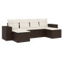 Set sofás de jardín 6 piezas y cojines ratán sintético marrón
