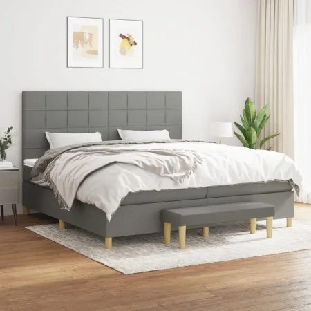 Box spring bed with dark gray fabric mattress 200x200 cm by vidaXL, Beds and slatted bases - Ref: Foro24-3137182, Price: 726,...