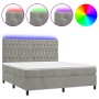 Box spring bed with mattress and LED light gray velvet 160x200 cm by vidaXL, Beds and slatted bases - Ref: Foro24-3136311, Pr...