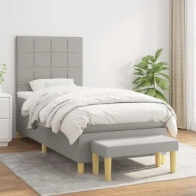 Box spring bed with light gray fabric mattress 80x200 cm by vidaXL, Beds and slatted bases - Ref: Foro24-3137109, Price: 336,...