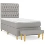 Box spring bed with light gray fabric mattress 100x200 cm by vidaXL, Beds and slatted bases - Ref: Foro24-3137373, Price: 371...