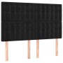 Cama box spring colchón y LED terciopelo negro 140x190 cm