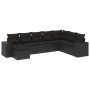 Set de sofás de jardín 8 piezas y cojines ratán sintético negro
