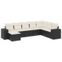 Set de sofás de jardín 8 piezas y cojines ratán sintético negro