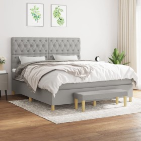 Box spring bed with light gray fabric mattress 160x200 cm by vidaXL, Beds and slatted bases - Ref: Foro24-3137405, Price: 619...