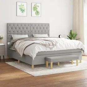 Box spring bed with light gray fabric mattress 160x200 cm by vidaXL, Beds and slatted bases - Ref: Foro24-3137405, Price: 631...