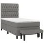 Cama box spring con colchón tela gris oscuro 90x200 cm de vidaXL, Camas y somieres - Ref: Foro24-3136806, Precio: 393,58 €, D...