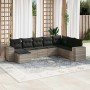 Set de sofás de jardín 8 pzas y cojines ratán sintético gris