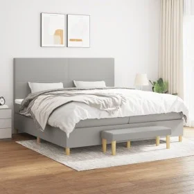 Box spring bed with light gray fabric mattress 200x200 cm by vidaXL, Beds and slatted bases - Ref: Foro24-3137021, Price: 731...