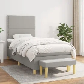 Box spring bed with light gray fabric mattress 100x200 cm by vidaXL, Beds and slatted bases - Ref: Foro24-3137053, Price: 363...