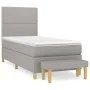 Box spring bed with light gray fabric mattress 100x200 cm by vidaXL, Beds and slatted bases - Ref: Foro24-3137053, Price: 363...